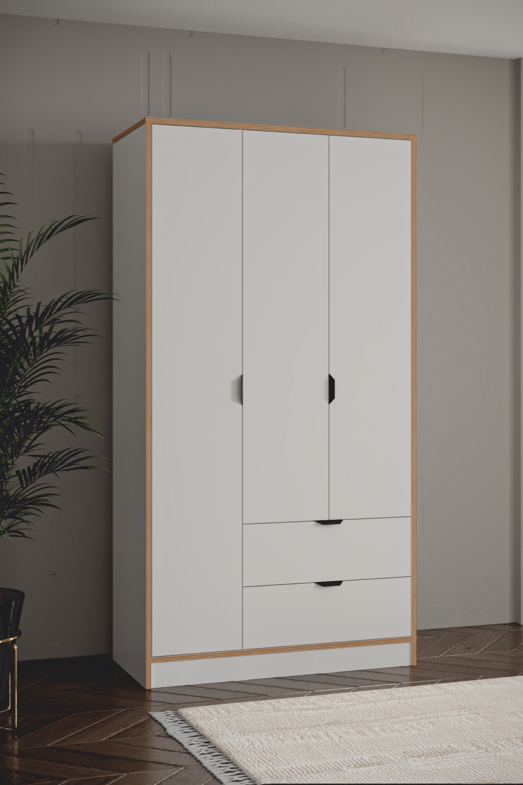 Arden 3 Kapaklı Beyaz Dolap