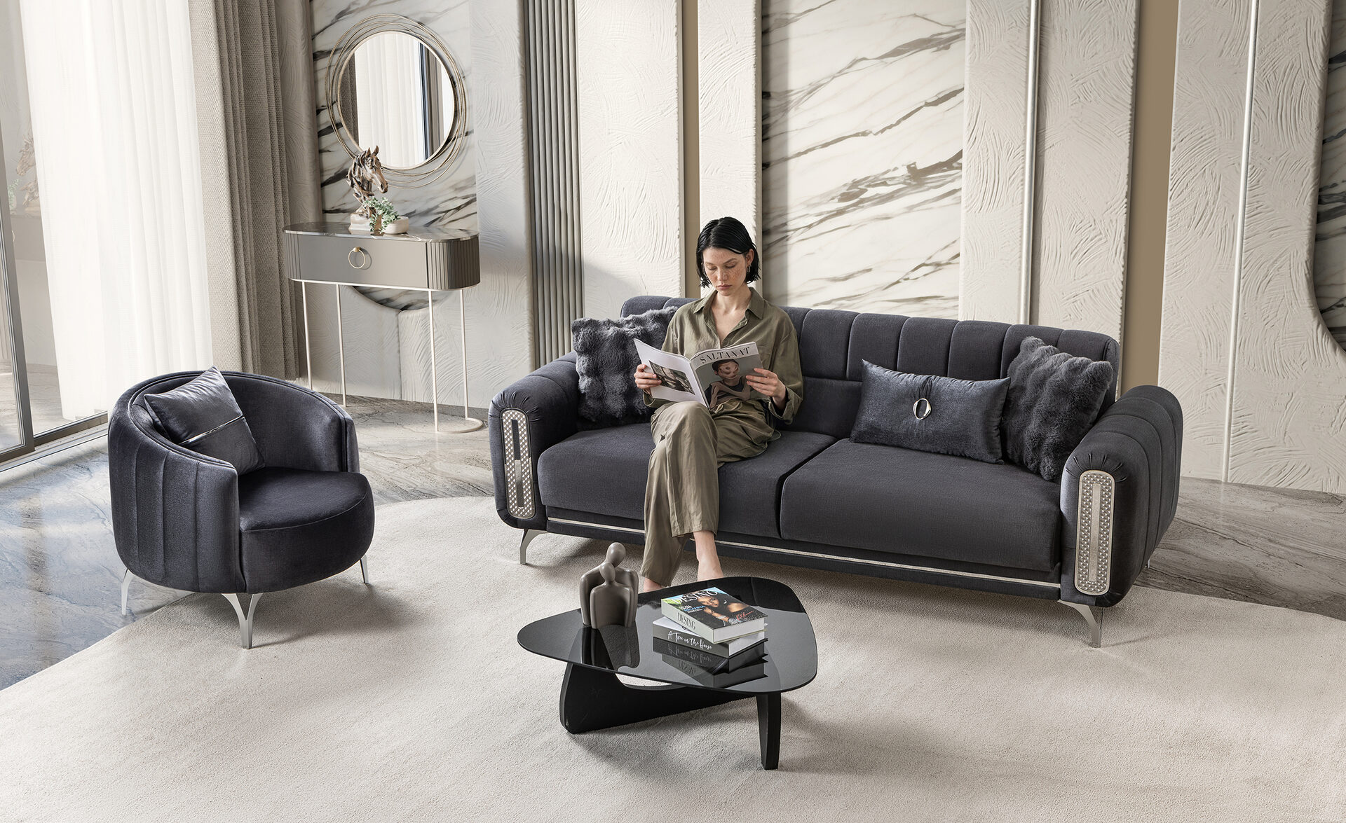 Dior Sofa Set Grey