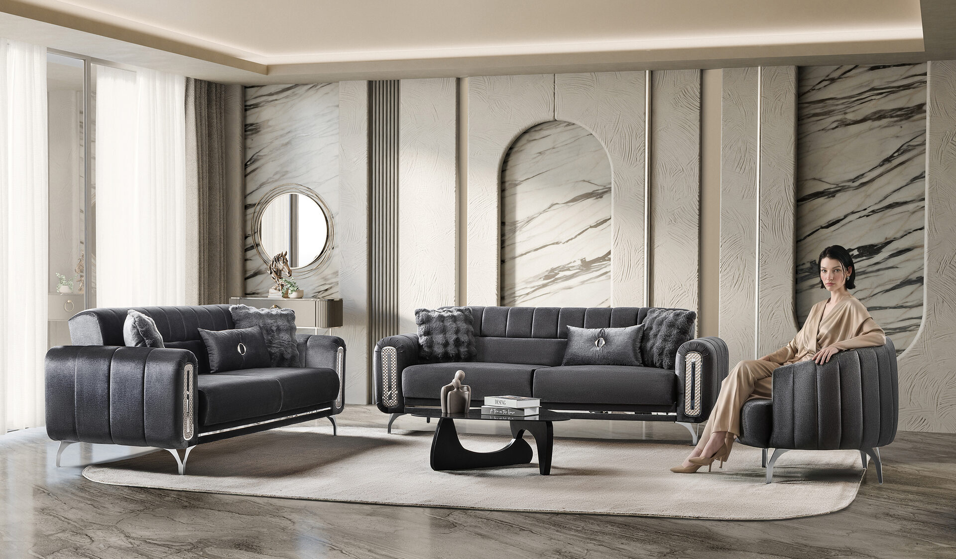 Dior Sofa Set Grey