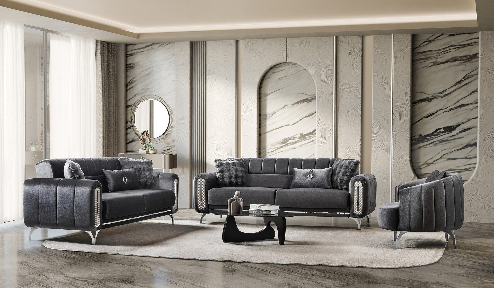 Dior Sofa Set Grey