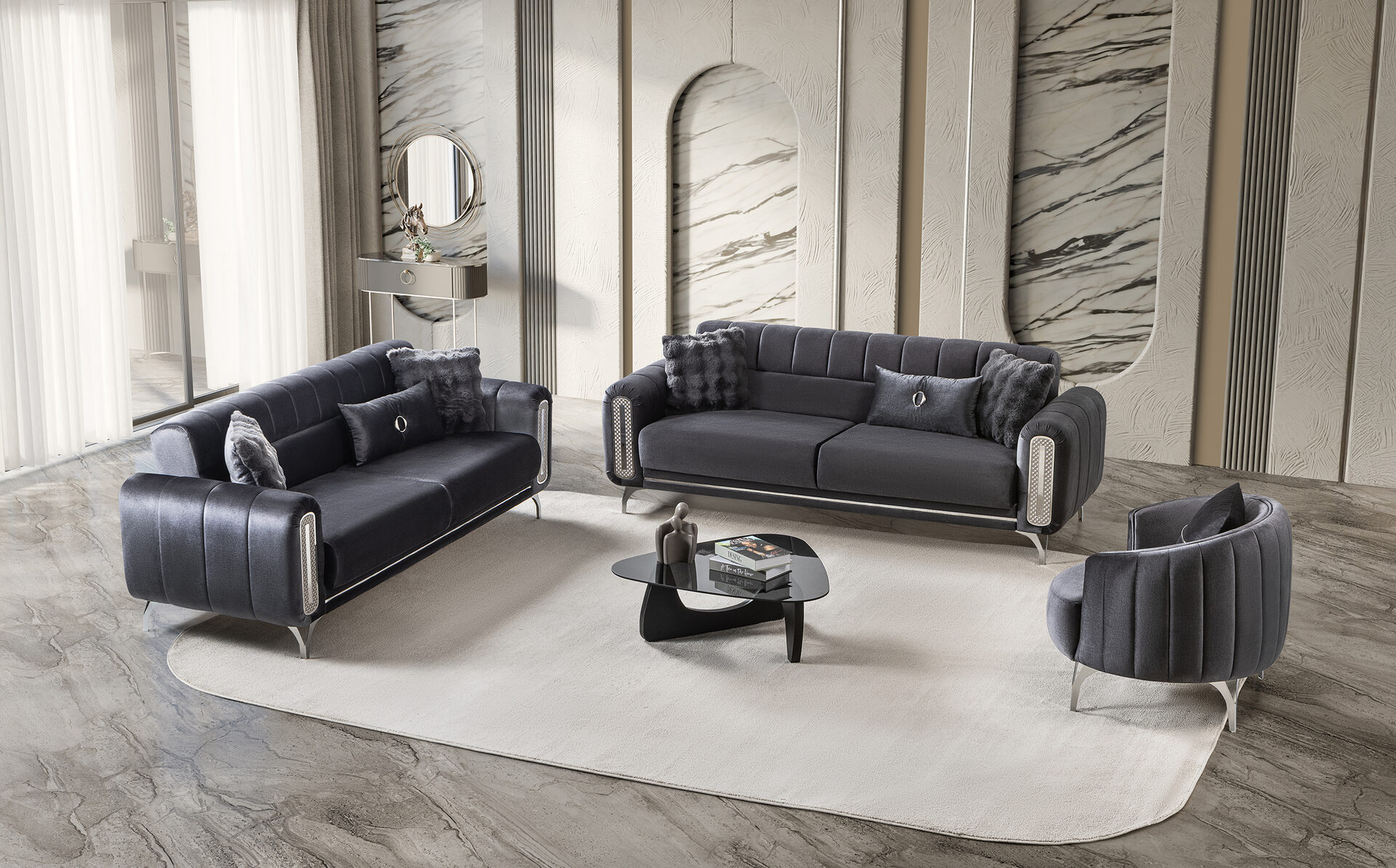 Dior Sofa Set Grey