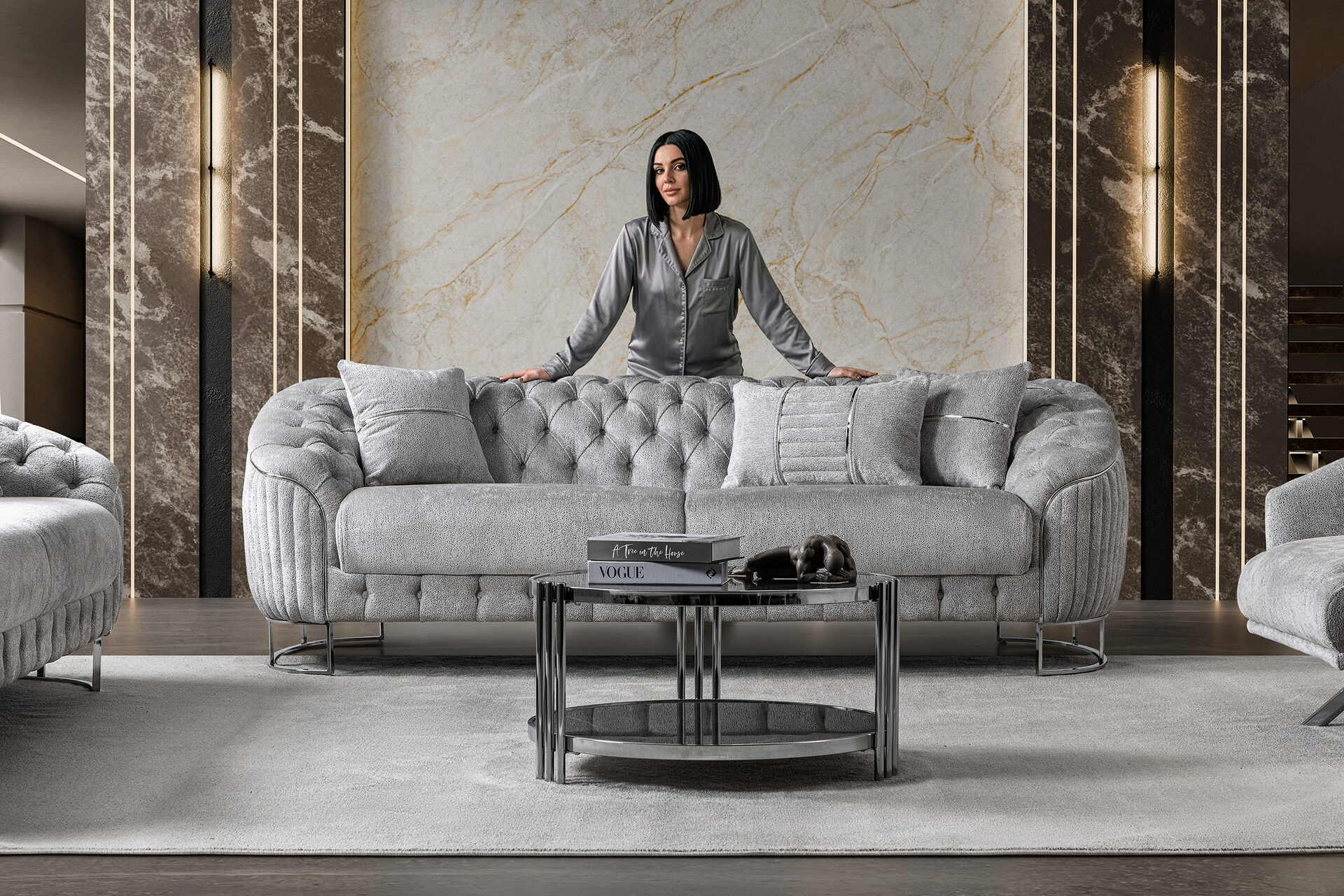 Lucas Sofa Set Crom