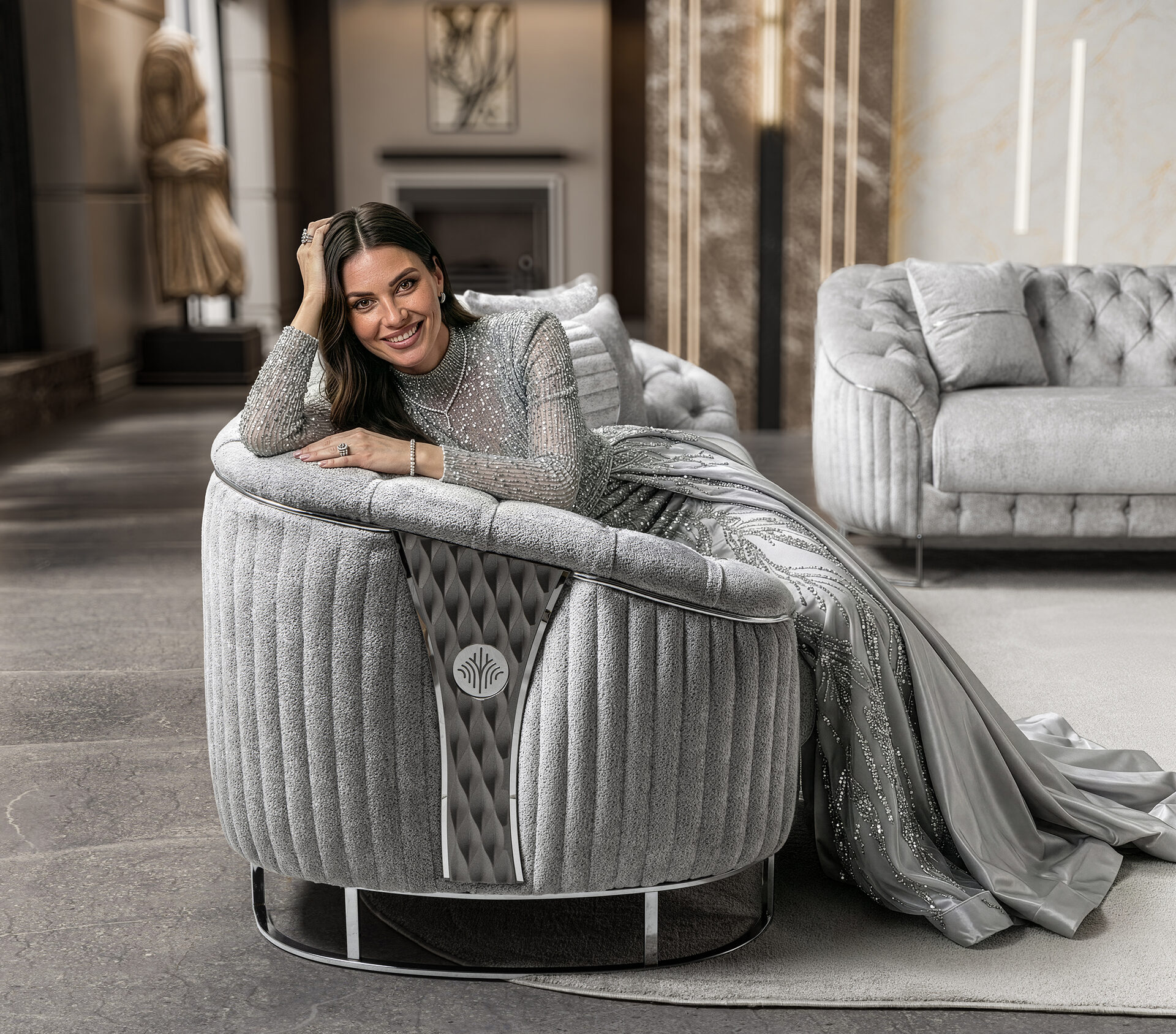 Lucas Sofa Set Crom