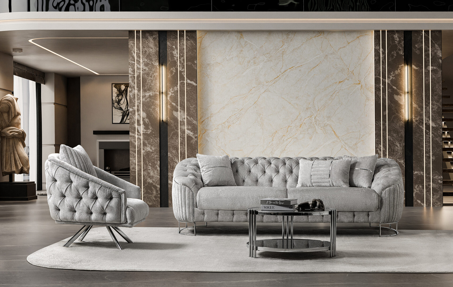 Lucas Sofa Set Crom