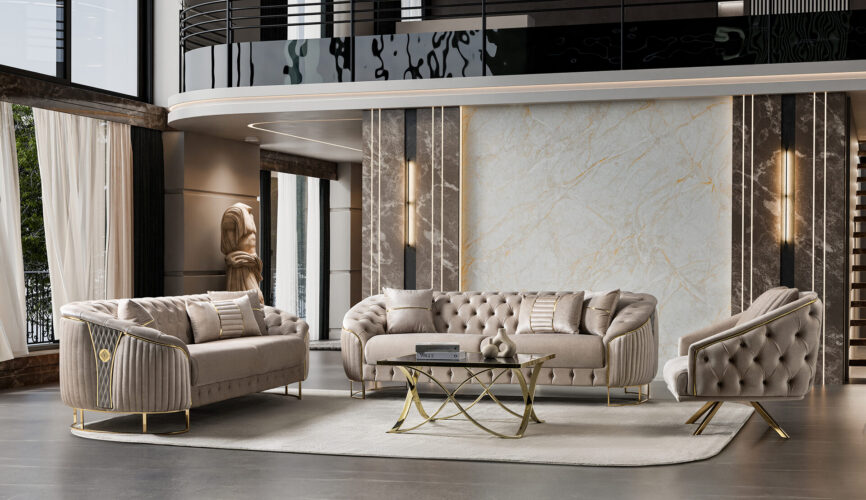 Lucas Sofa Set Gold