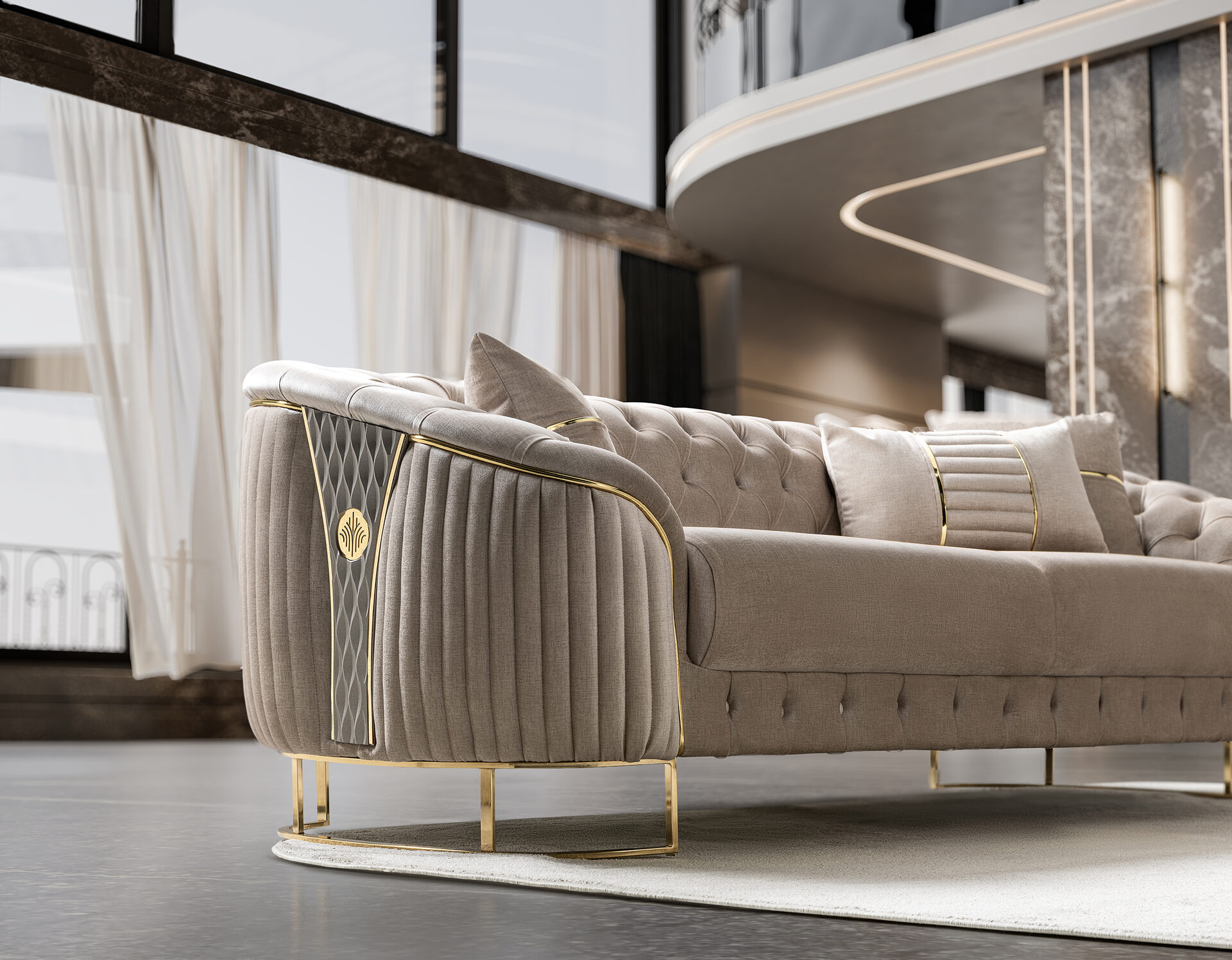 Lucas Sofa Set Gold