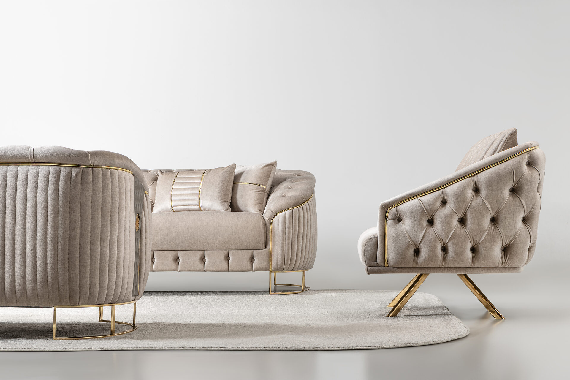Lucas Sofa Set Gold