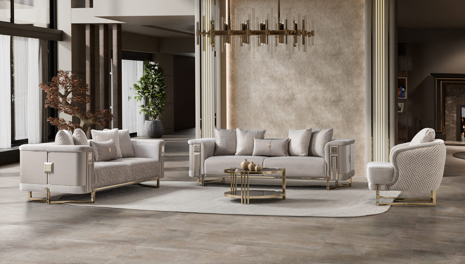 Mirage Sofa Set Gold