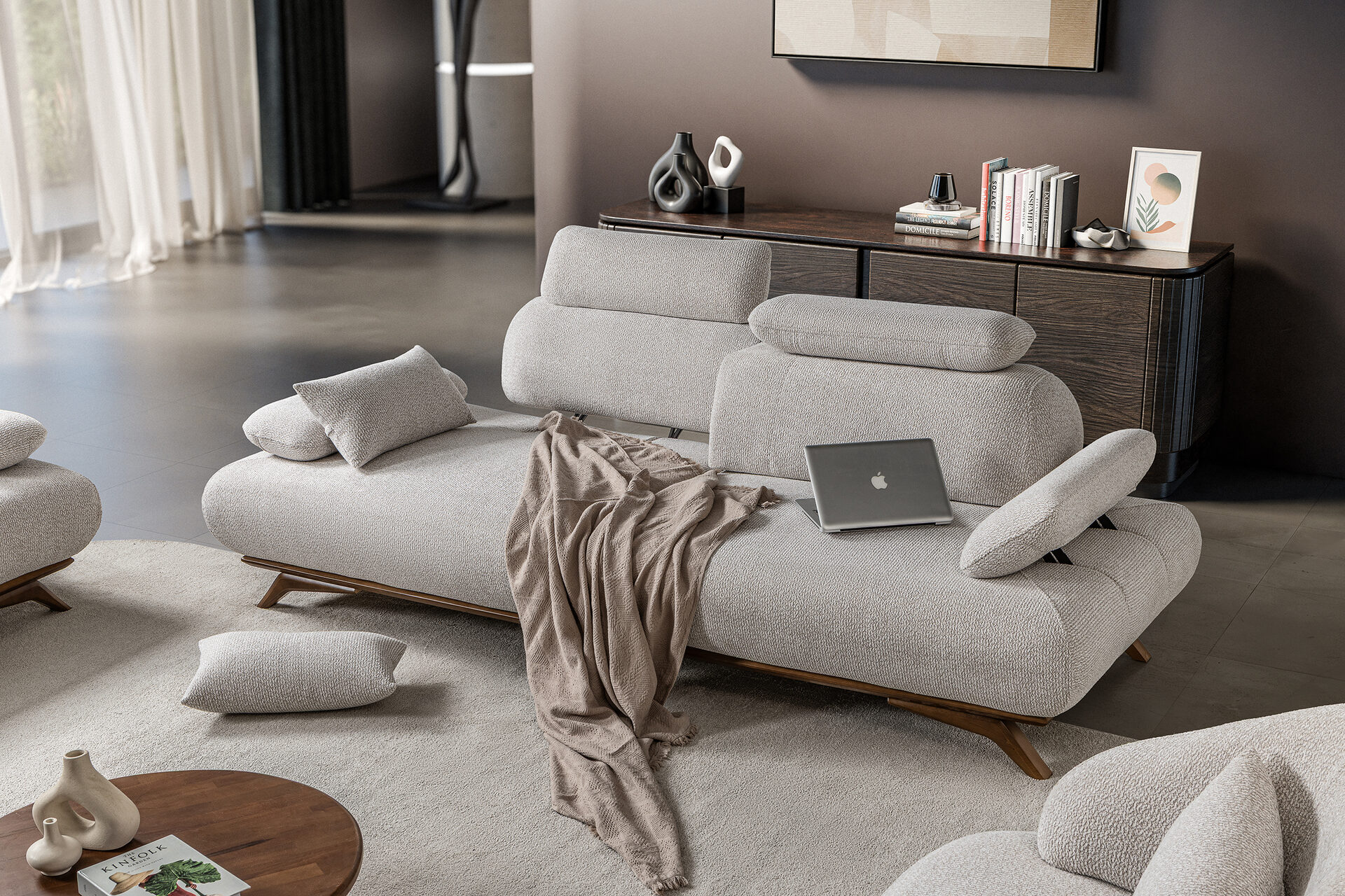 Monza Sofa Set Brown