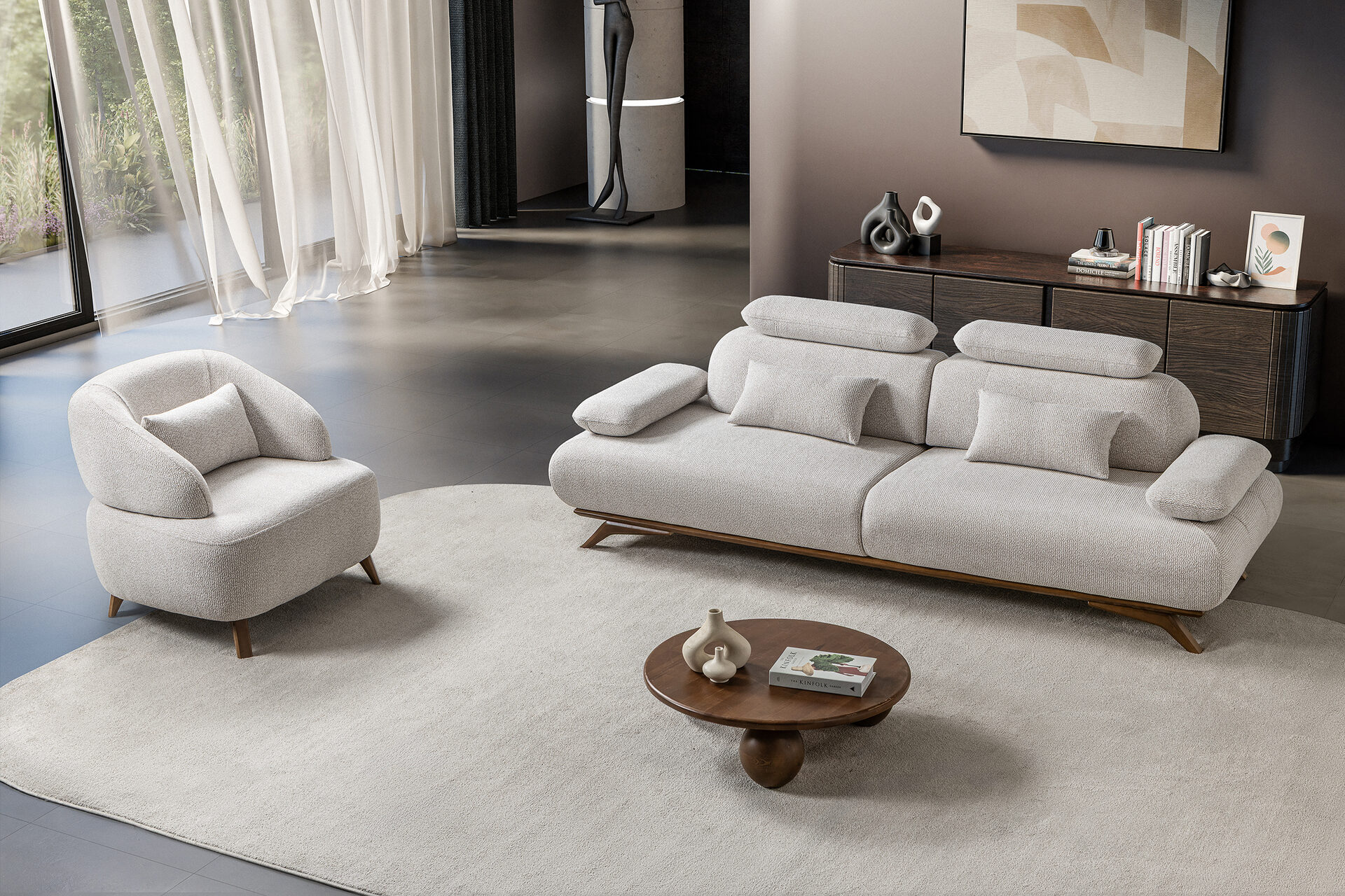 Monza Sofa Set Brown