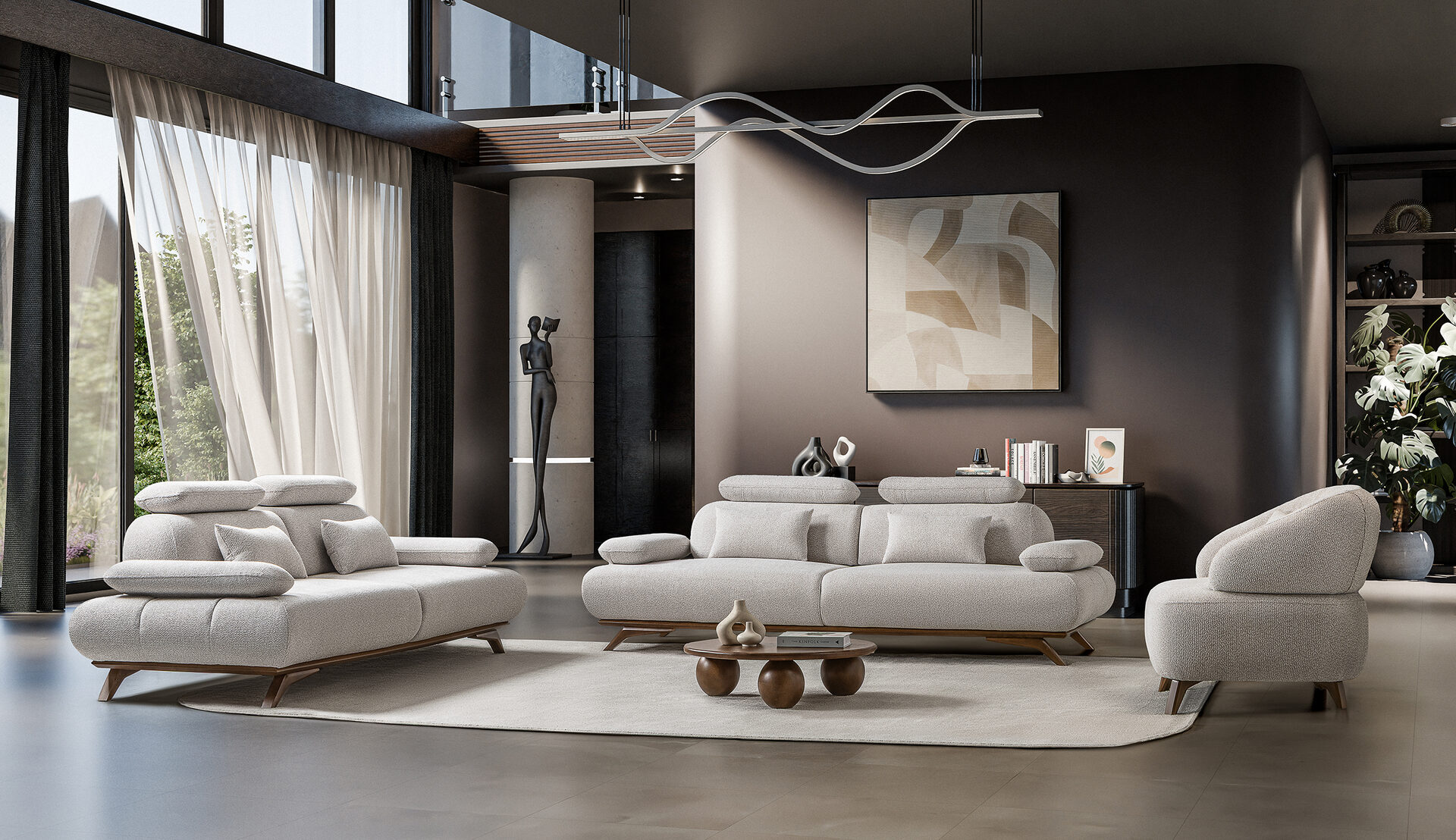 Monza Sofa Set Brown