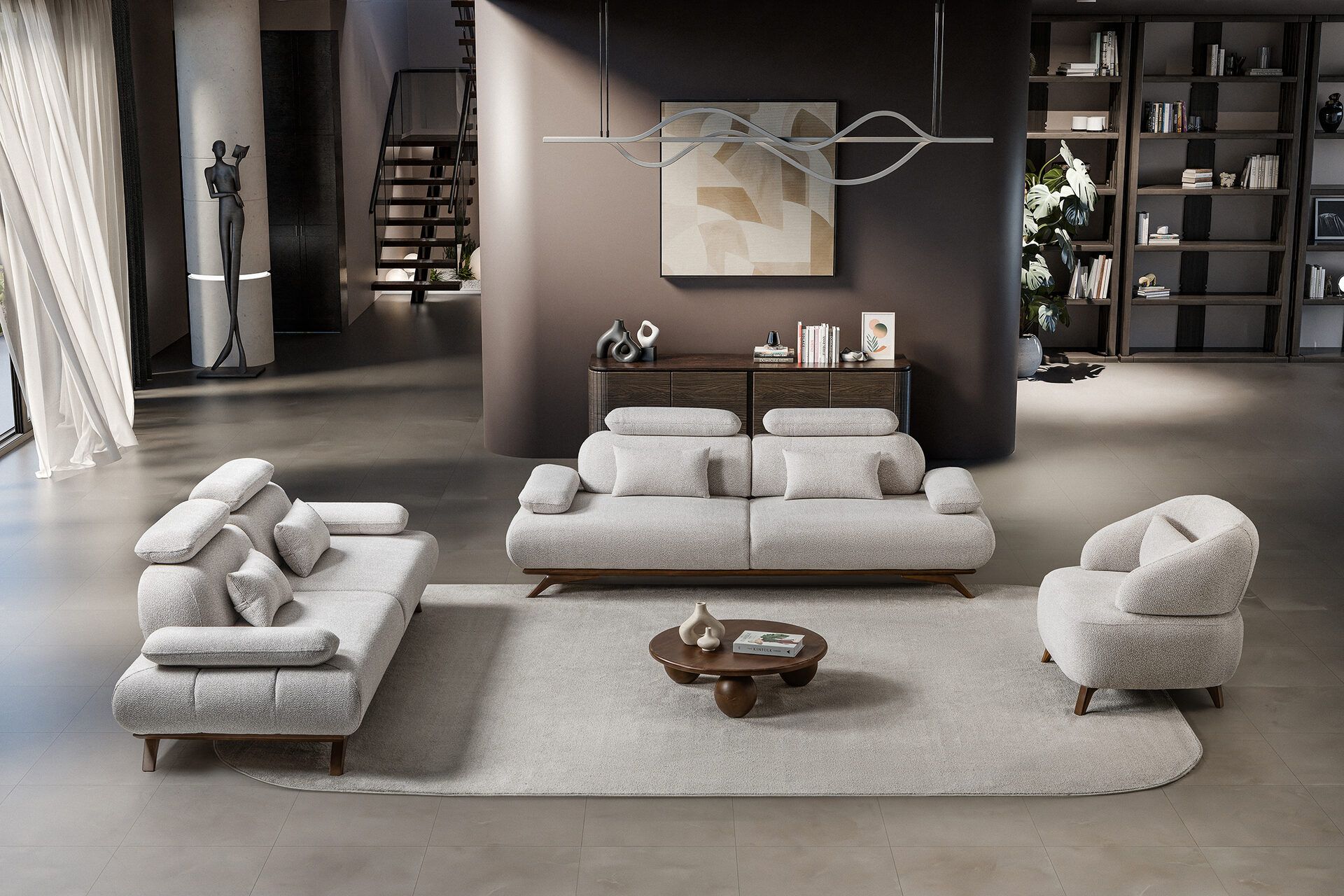Monza Sofa Set Brown