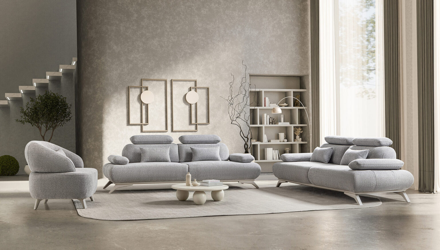 Monza Sofa Set Cream