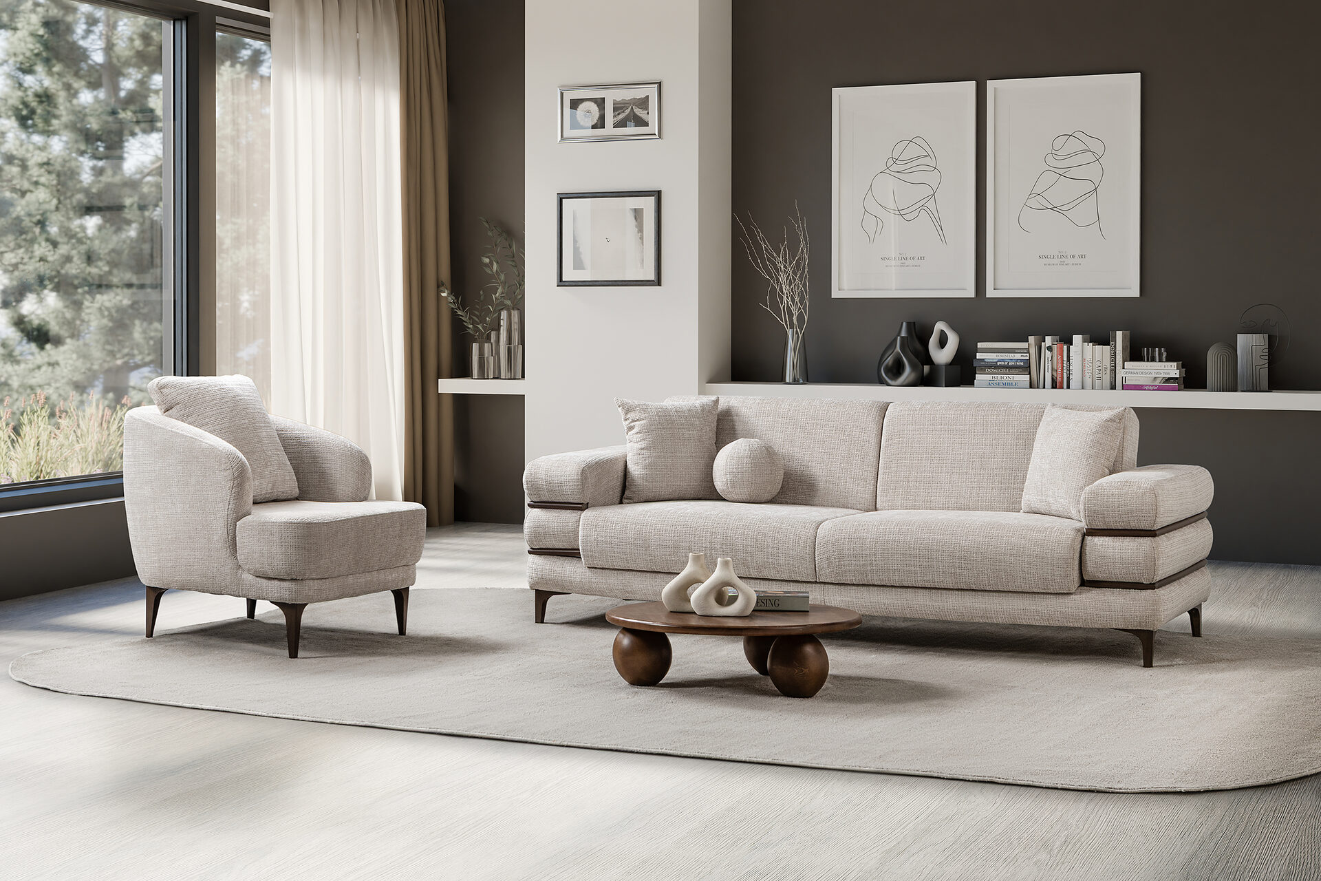 Odessa Sofa Set Brown