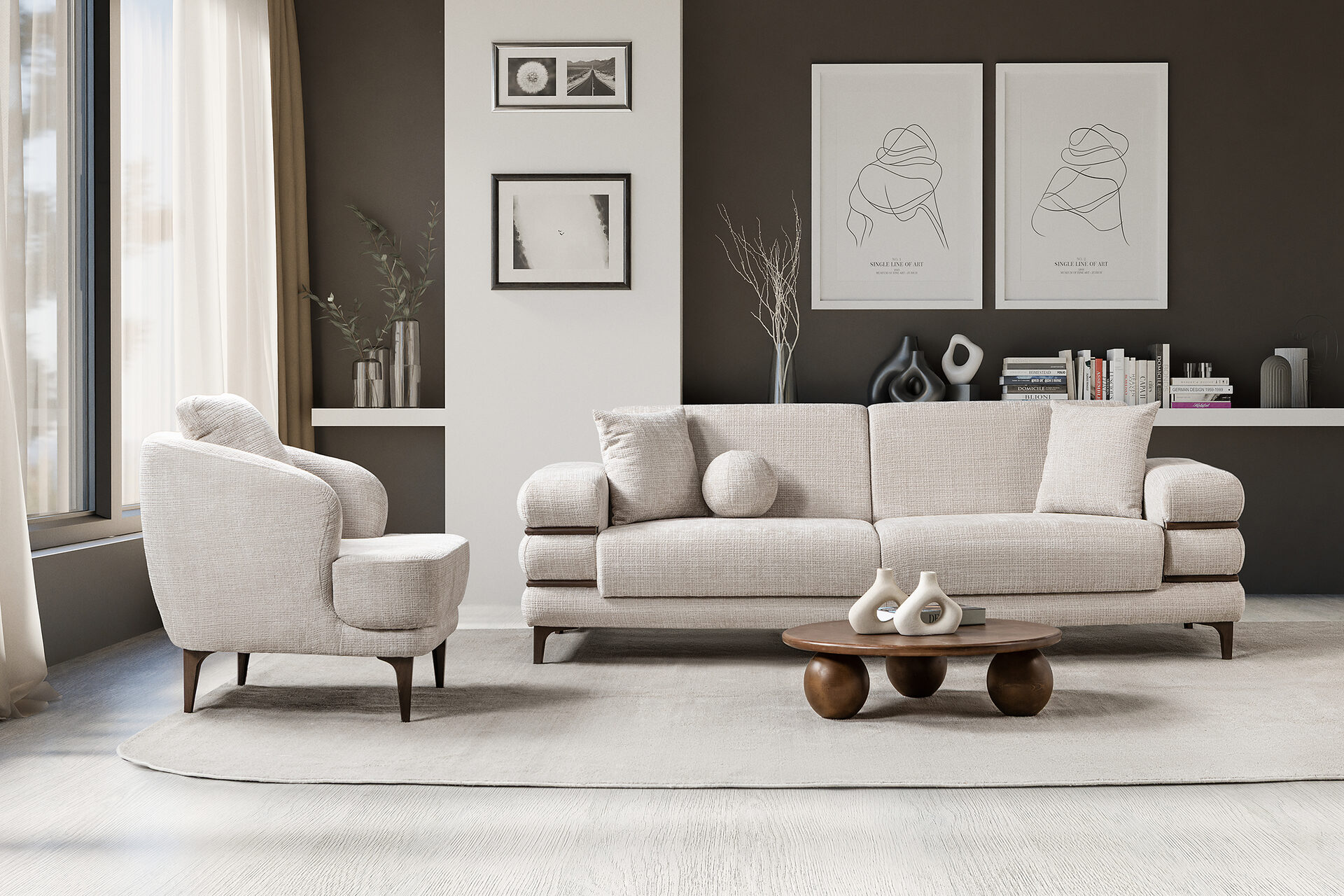 Odessa Sofa Set Brown