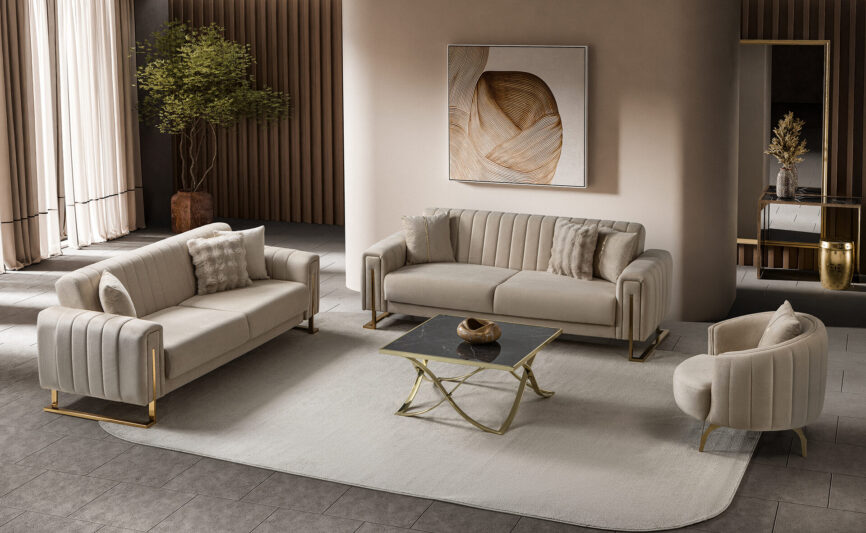 Othello Sofa Set Gold