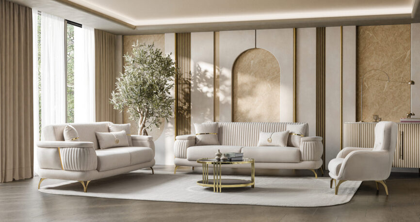 Resital Sofa Set Gold