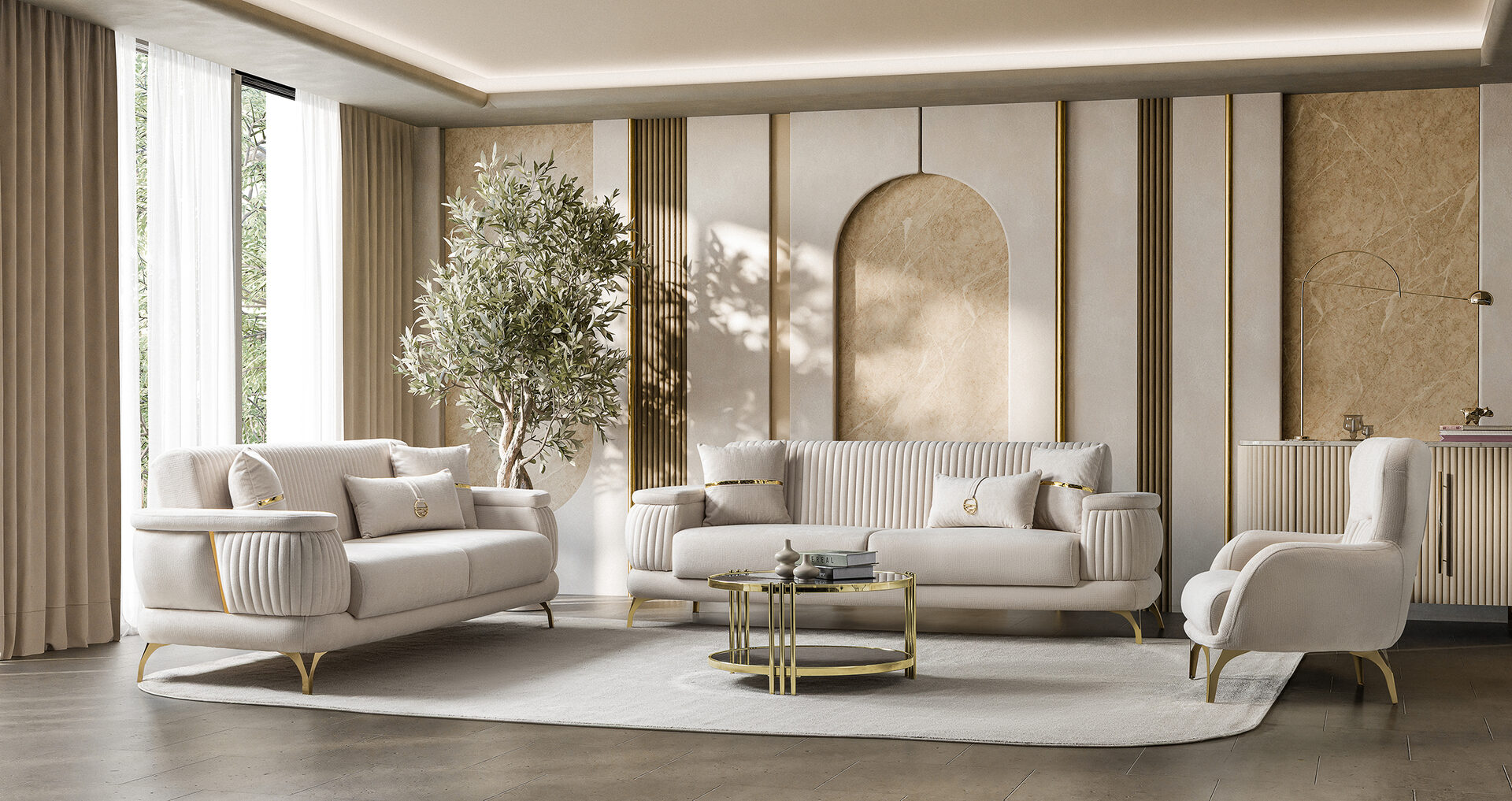 Resital Sofa Set Gold