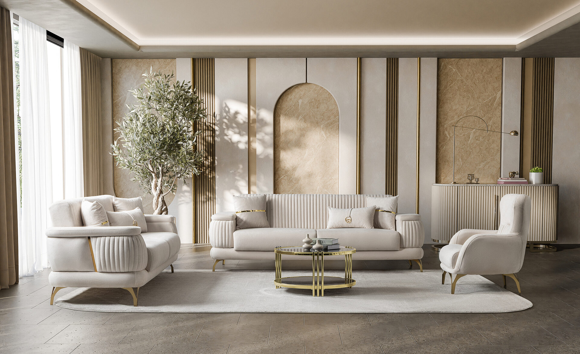 Resital Sofa Set Gold