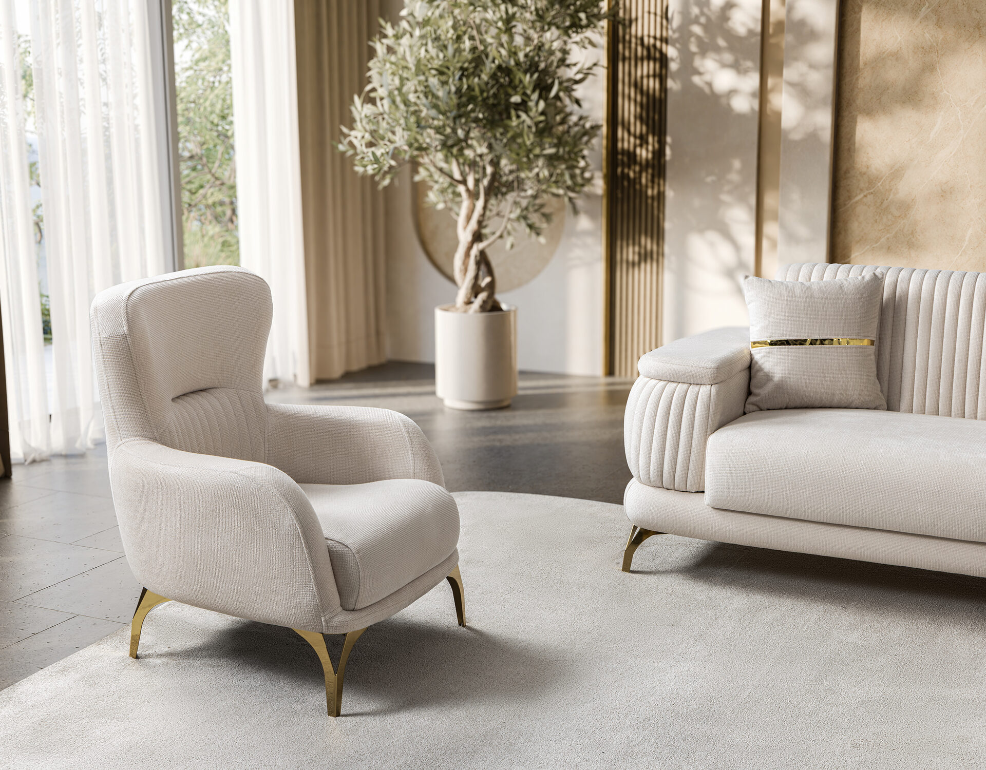 Resital Sofa Set Gold