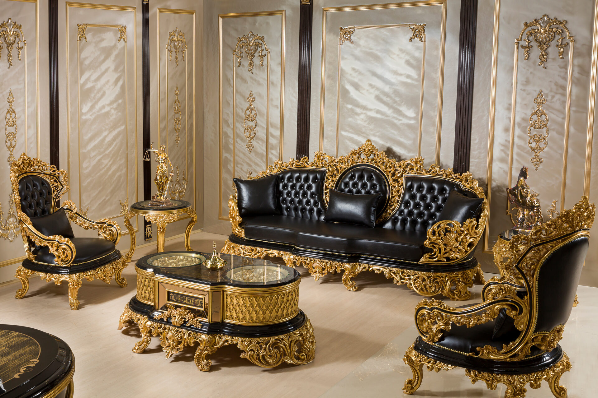 Şehrazat Siyah Gold Koltuk Takımı