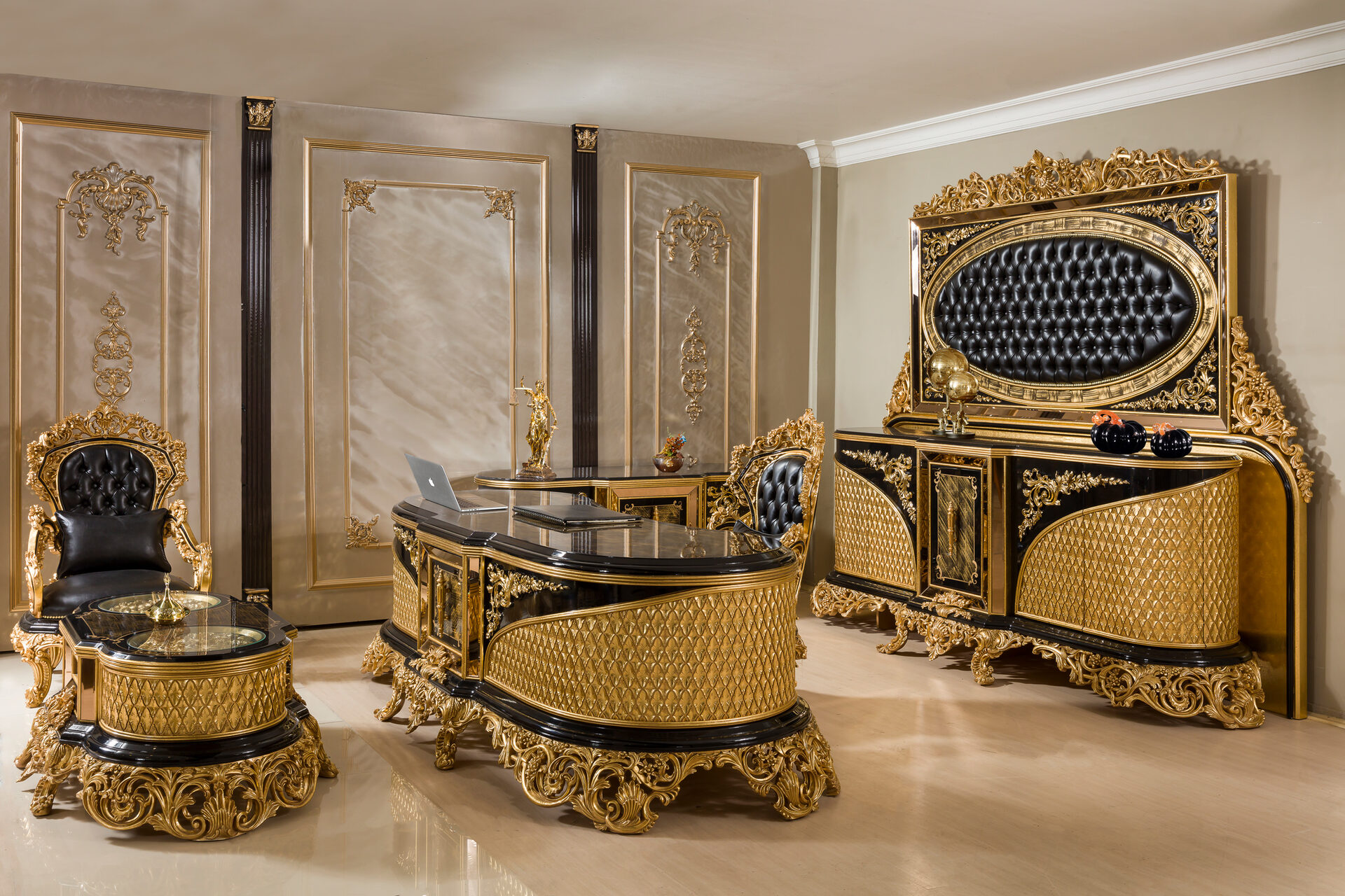 Şehrazat Siyah Gold Koltuk Takımı