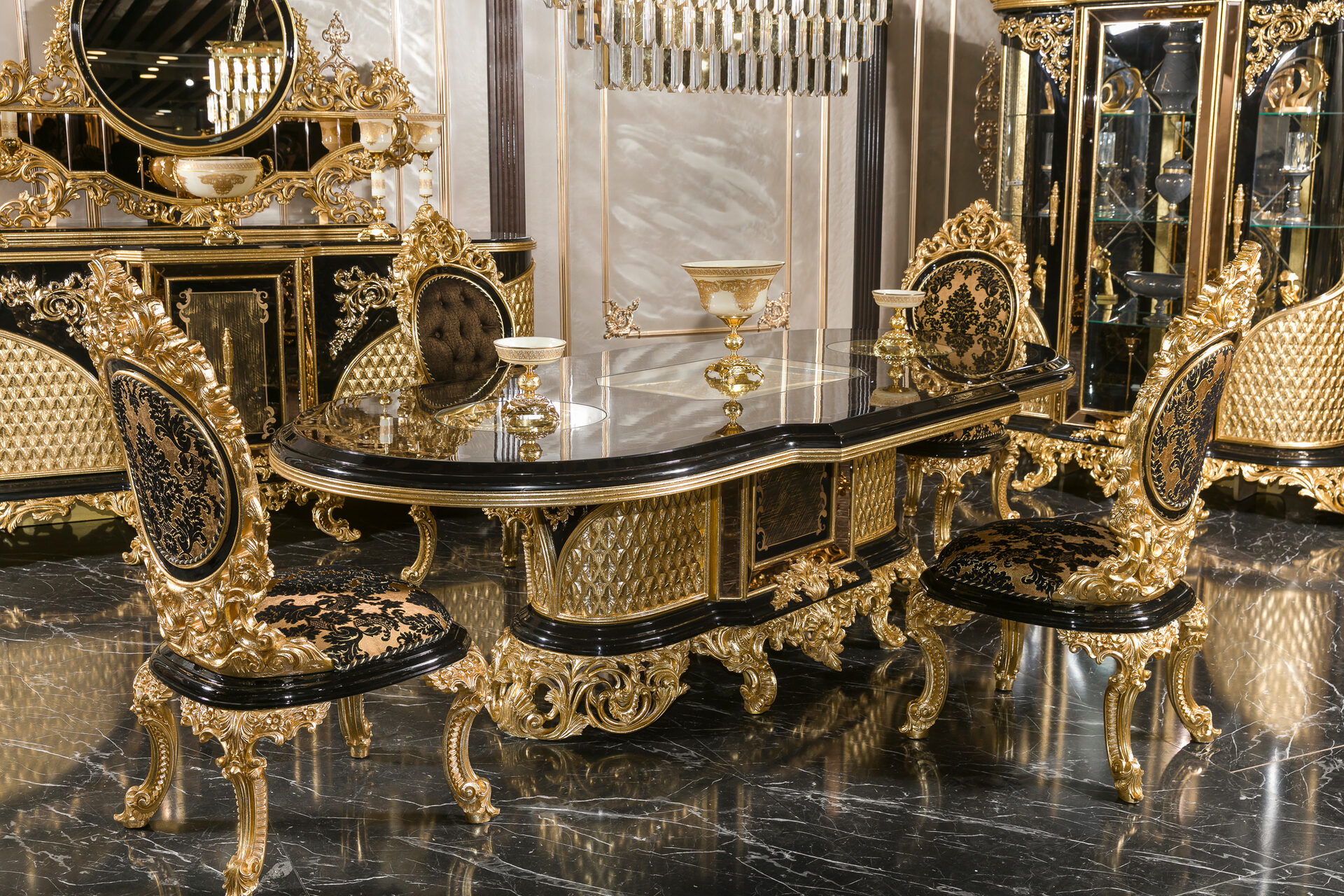 Şehrazat Siyah Gold Yemek Odası