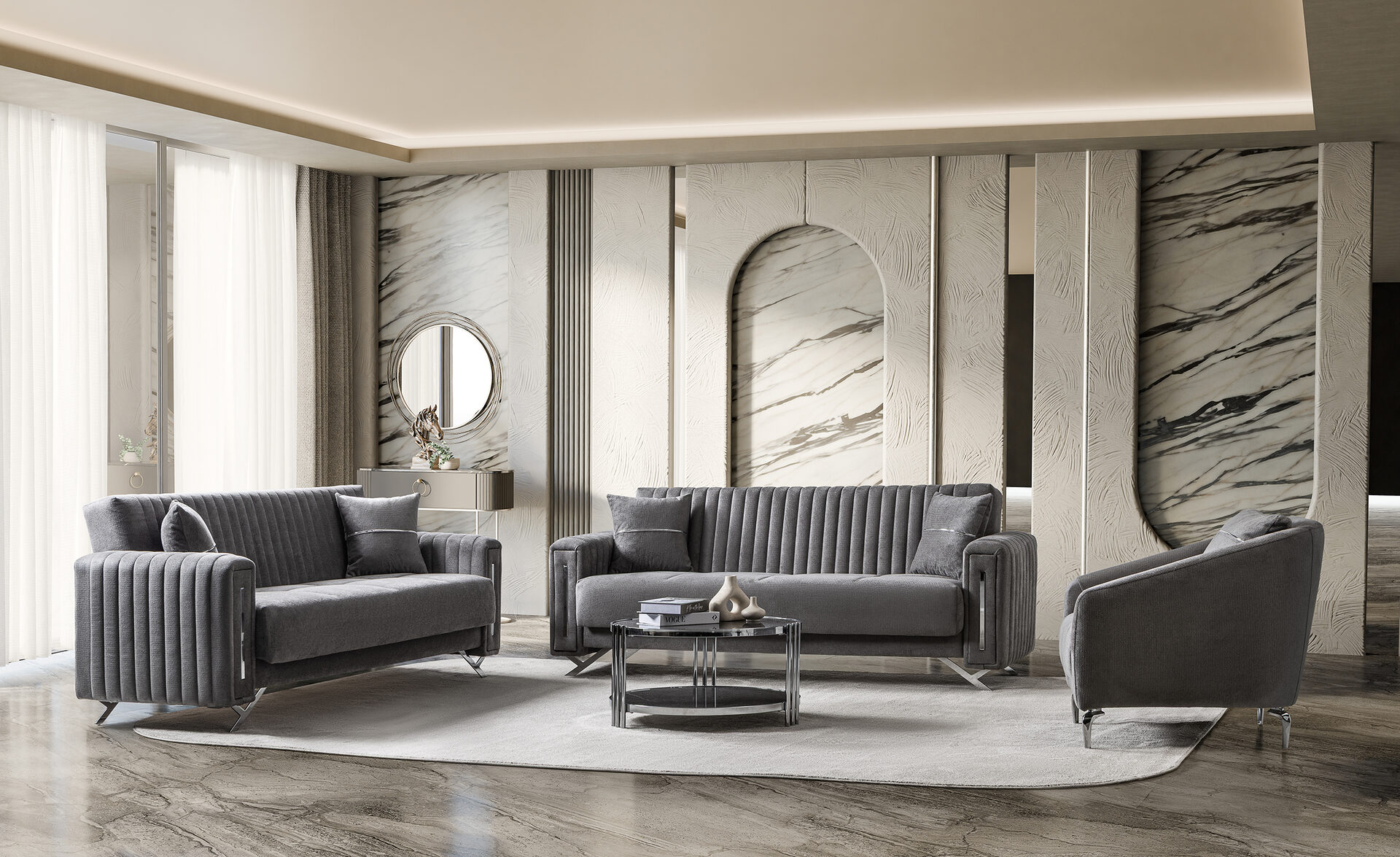 Senfoni Sofa Set Crom