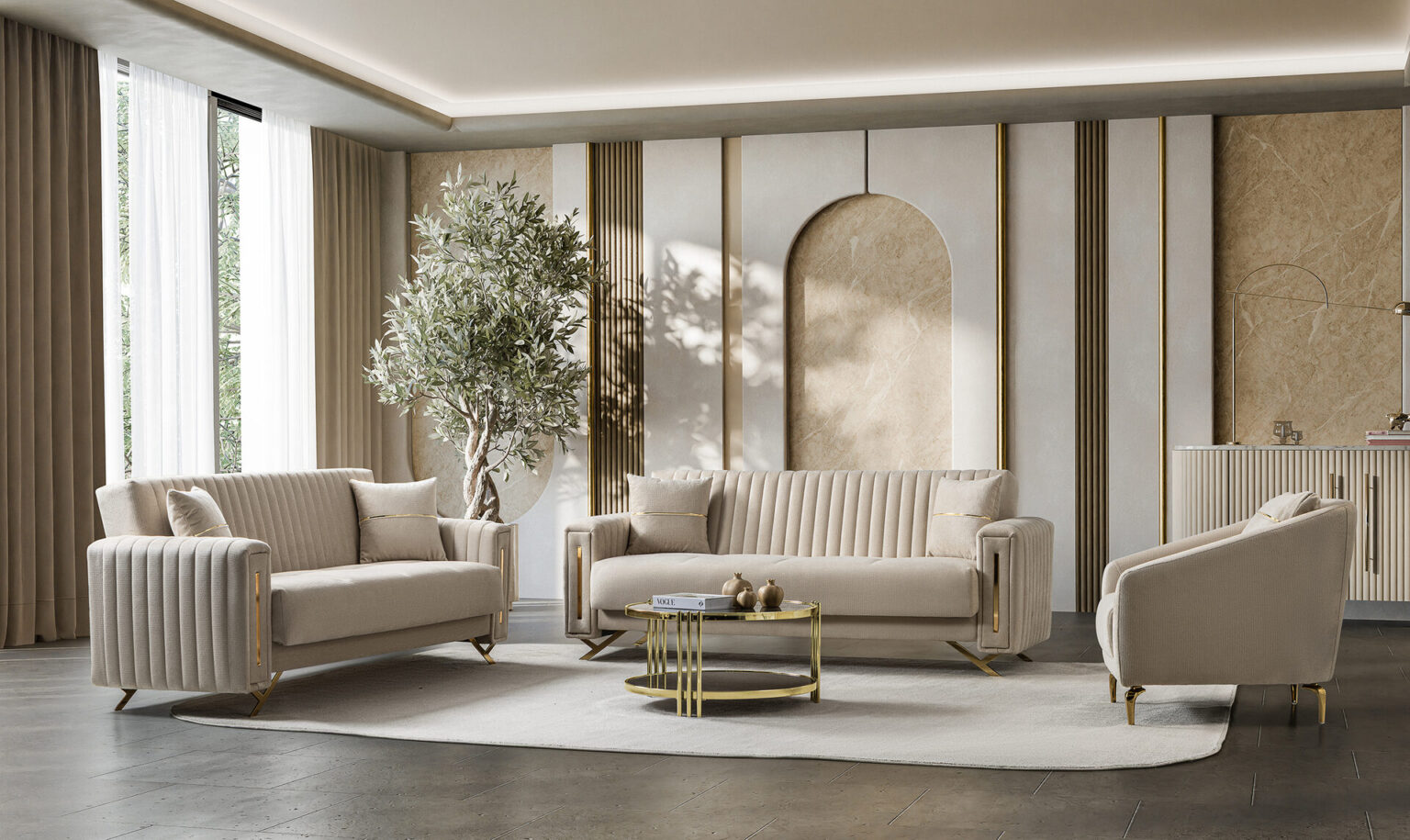 Senfoni Sofa Set Gold