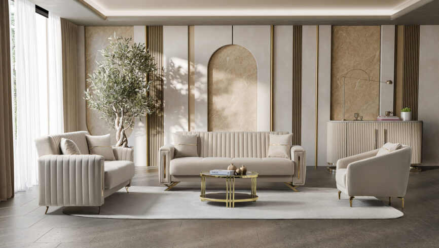 Senfoni Sofa Set Gold