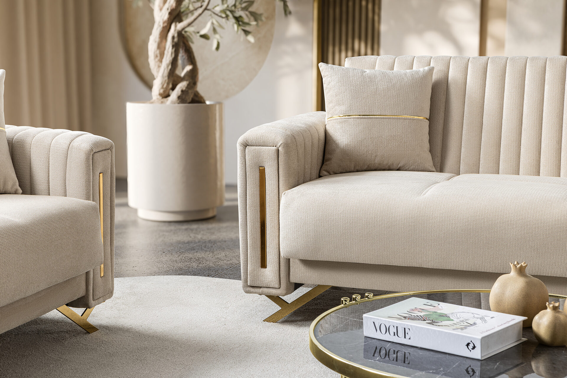 Senfoni Sofa Set Gold