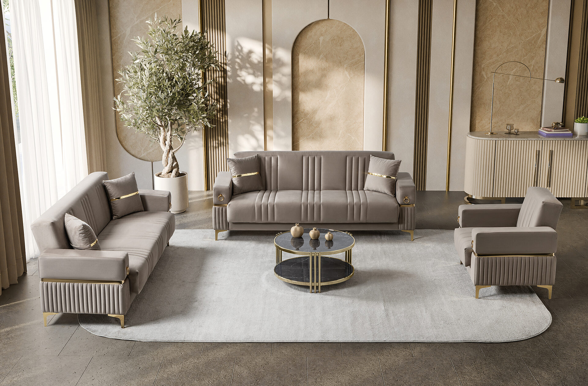 Tilda Sofa Set Bej