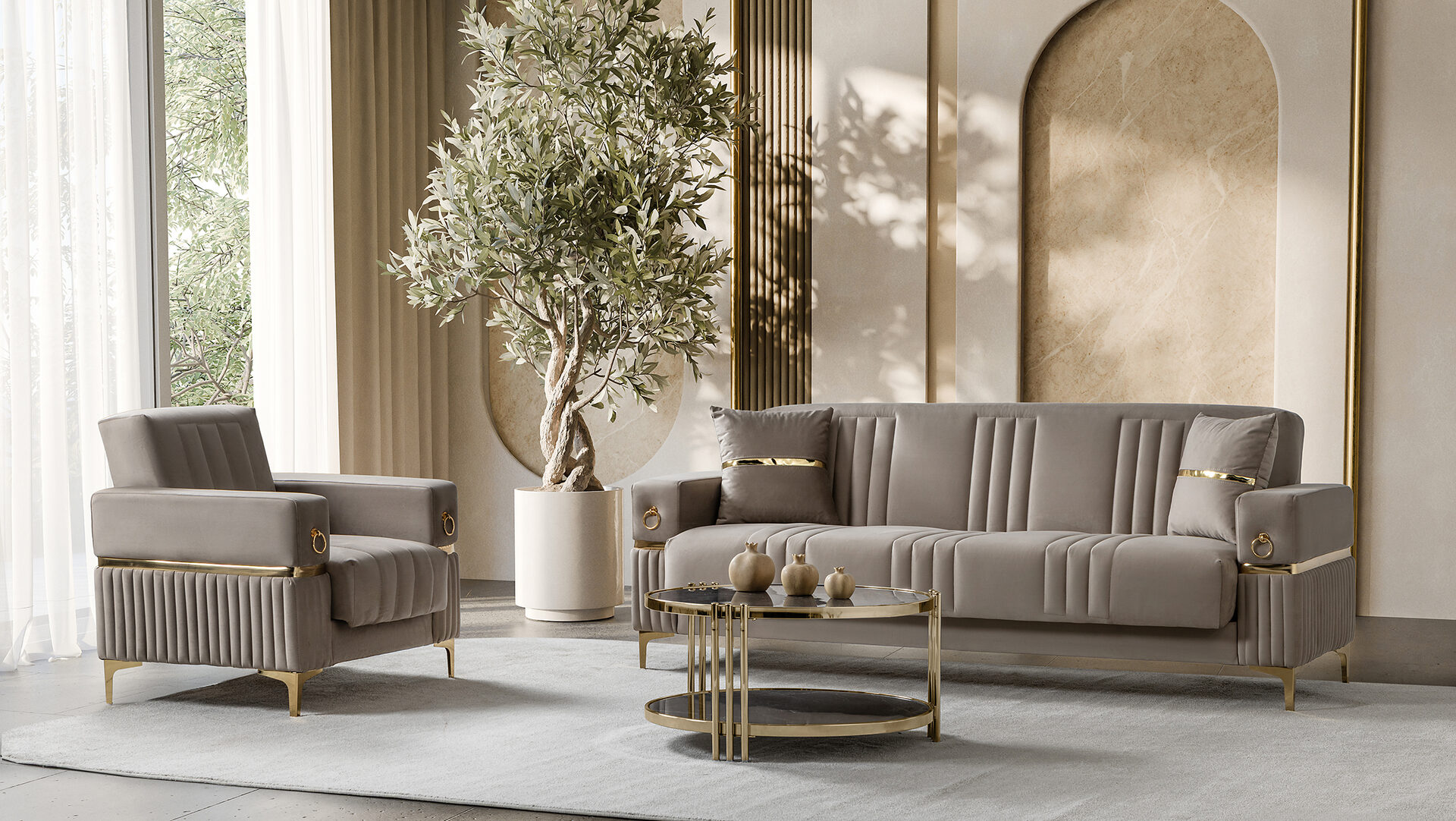 Tilda Sofa Set Bej